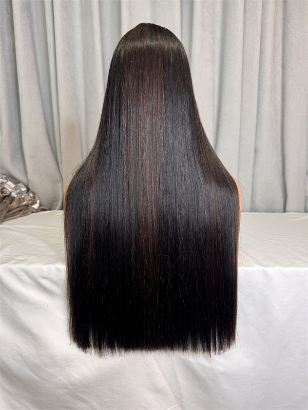 Stema #1B/2 Highlight 300% Density Double Drawn Bone Straight 2x6 5x5 Lace Closure Wig